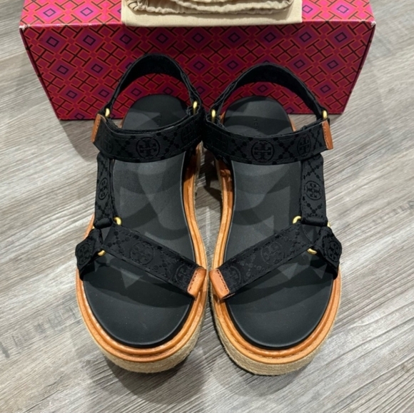 Tory Burch T Monogram Espadrille Sport Sandals - Picture 2 of 6